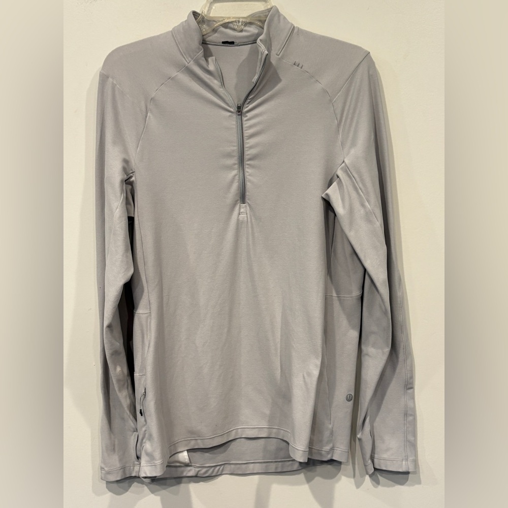 Men’s Lululemon Quarter Zip Pullover, light grey, Men’s Small, Exc pre owned